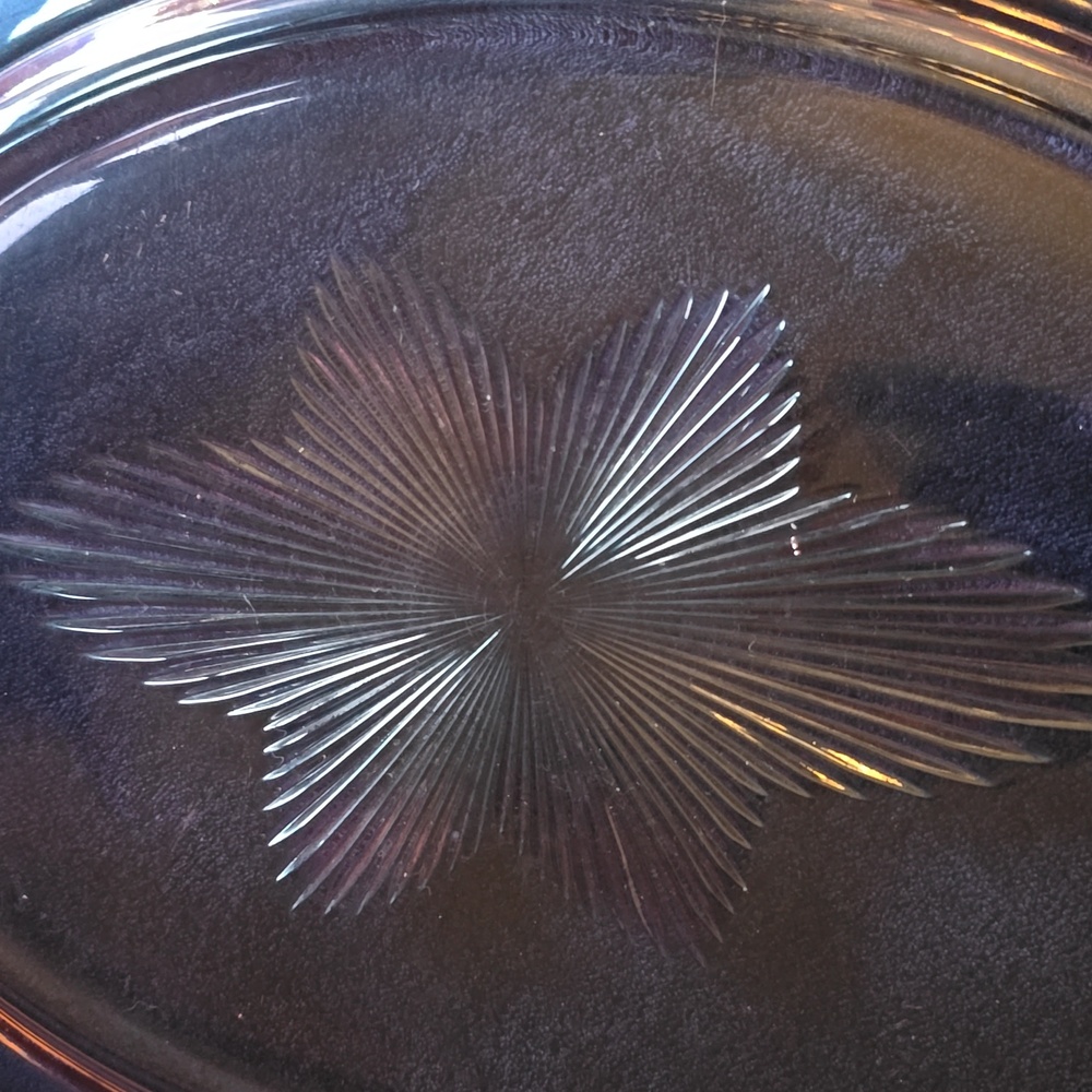 Vintage Pink Depression Era Glass Serving Platter - Picture 2 of 5